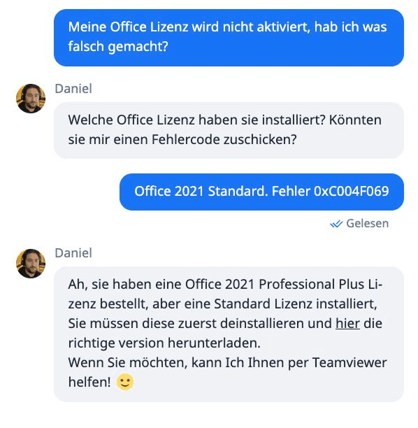 Exemple de chat du support Keywi
